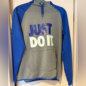 Women’s Nike Therma-fit hoodie, size L. Royal blue and gray